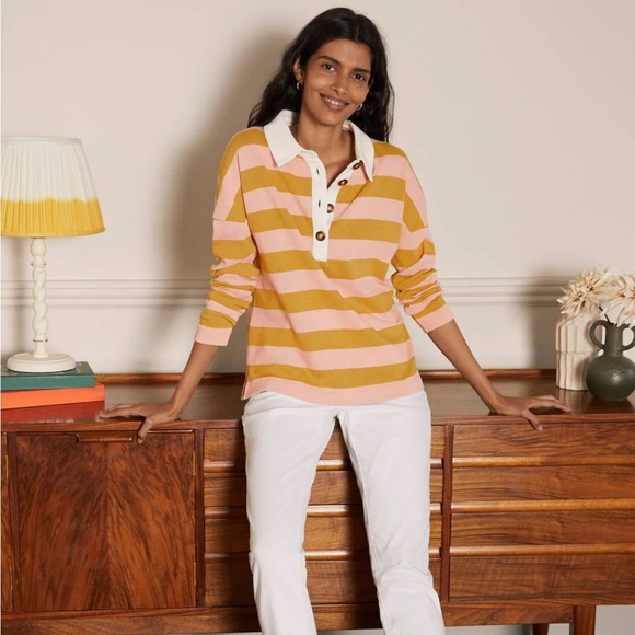 Boden Tops - NWOT Boden Striped Pink and Yellow Women's Rugby - Size 10